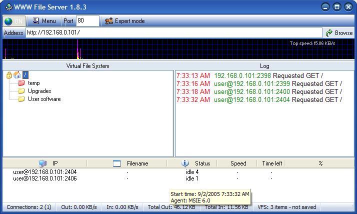 PowerNET Web File Sharing Screenshot
